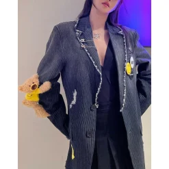 13 De Marzo X Smiley Gradient Suit Jacket Washed Black