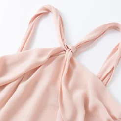 Diana Vevina Asymmetrical Hem Halter Long Dress Pink