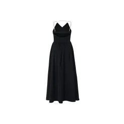Diana Vevina Backless Pearl Chain Sling Dress Black