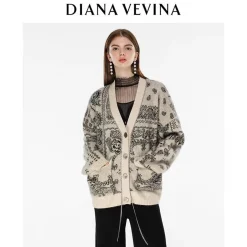 Diana Vevina Chain Totem Cardigan Khaki