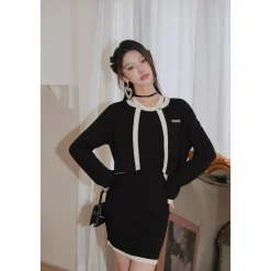 Diana Vevina Colour Block Knit Jacket Black
