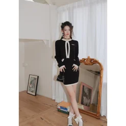 Diana Vevina Colour Block Knit Jacket Black