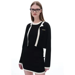 Diana Vevina Colour Block Knit Jacket Black