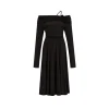 Diana Vevina 3D Rose Off-Shoulder Dress Black