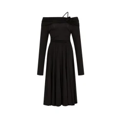 Diana Vevina 3D Rose Off-Shoulder Dress Black