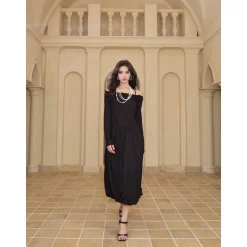 Diana Vevina 3D Rose Off-Shoulder Dress Black