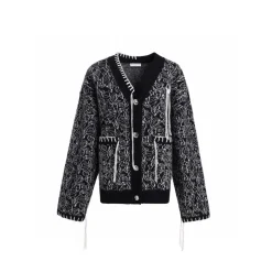 Diana Vevina Drawstring Totem Cardigan Black