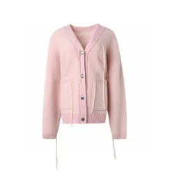 Diana Vevina Drawstring Totem Cardigan Pink