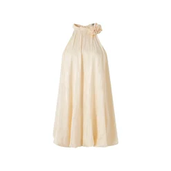 Diana Vevina Floral Texture Jacquard Satin Halter Dress