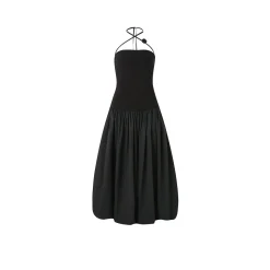 Diana Vevina French Style Halter Dress Black