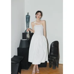 Diana Vevina French Style Halter Dress White