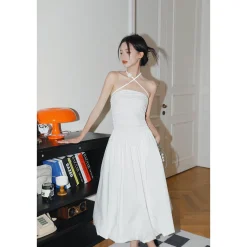 Diana Vevina French Style Halter Dress White