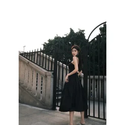 Diana Vevina French Style Halter Dress Black