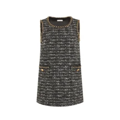 Diana Vevina Gold & Black Tweed Chain Dress