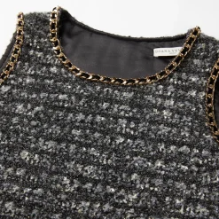 Diana Vevina Gold & Black Tweed Chain Dress