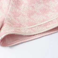 Diana Vevina Houndstooth Tweed Shorts Pink