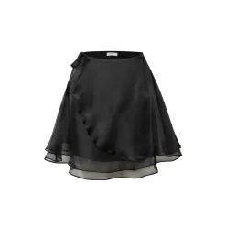 Diana Vevina Irregular Layered Mesh Skirt Black
