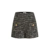 Diana Vevina Metal Button Tweed Shorts Black