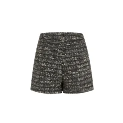 Diana Vevina Metal Button Tweed Shorts Black