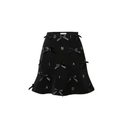 Diana Vevina Rhinestone Letters Bow Tie Skirt Black