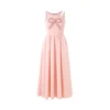 Eimismosol Bow Tie Hot-Drilled Patchwork Long Dress Pink