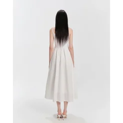 Eimismosol Bow Tie Hot-Drilled Patchwork Long Dress White