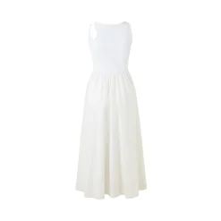 Eimismosol Bow Tie Hot-Drilled Patchwork Long Dress White