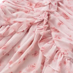 Eimismosol Ruffled Floral Wrinkle Halter Dress Pink