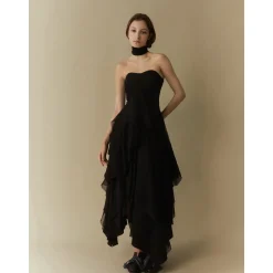 Elywood Black Layering Bandeau Dress