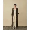 Elywood Brown Lapel Knit Long Coat