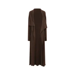 Elywood Brown Lapel Knit Long Coat