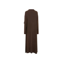 Elywood Brown Lapel Knit Long Coat
