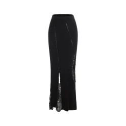 Elywood Destruction Mid-Length Knit Skirt Black
