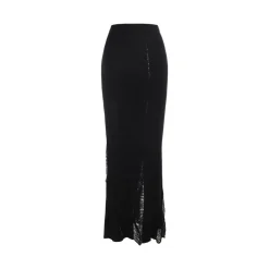 Elywood Destruction Mid-Length Knit Skirt Black