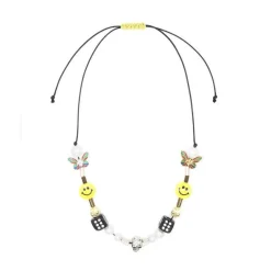 EVAE+ Smiley Pearl Necklace Black