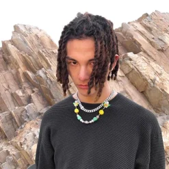 EVAE+ Smiley Pearl Necklace Green