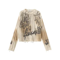 Fordare Bear Graffiti Destroy Cutting Sweater