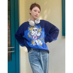 Fordare Color Blocked Pretty Ghost Sweater
