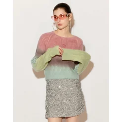 Fordare Rainbow Overlong Sleeve Knit Sweater