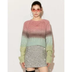 Fordare Rainbow Overlong Sleeve Knit Sweater