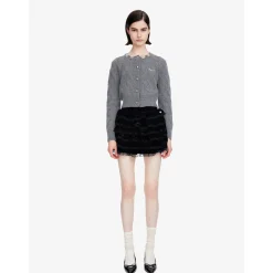 Herlian 3D Flower Diamond Check Knit Cardigan