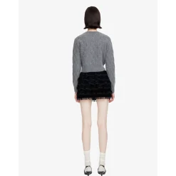 Herlian 3D Flower Diamond Check Knit Cardigan