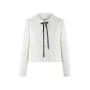 Herlian Detachable Bow Doll Collar Tweed Jacket White