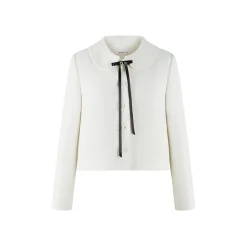 Herlian Detachable Bow Doll Collar Tweed Jacket White