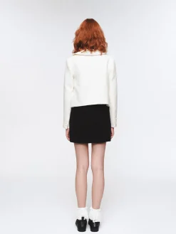 Herlian Detachable Bow Doll Collar Tweed Jacket White