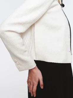 Herlian Detachable Bow Doll Collar Tweed Jacket White