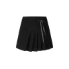 Herlian Detachable Bow Irregular Pleated Skirt Black