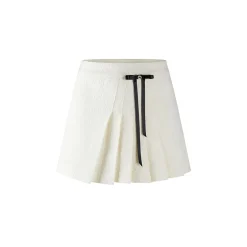 Herlian Detachable Bow Irregular Pleated Skirt White