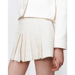 Herlian Detachable Bow Irregular Pleated Skirt White