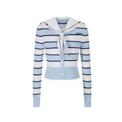 Herlian Detachable Navy Collar Striped Sweater Blue